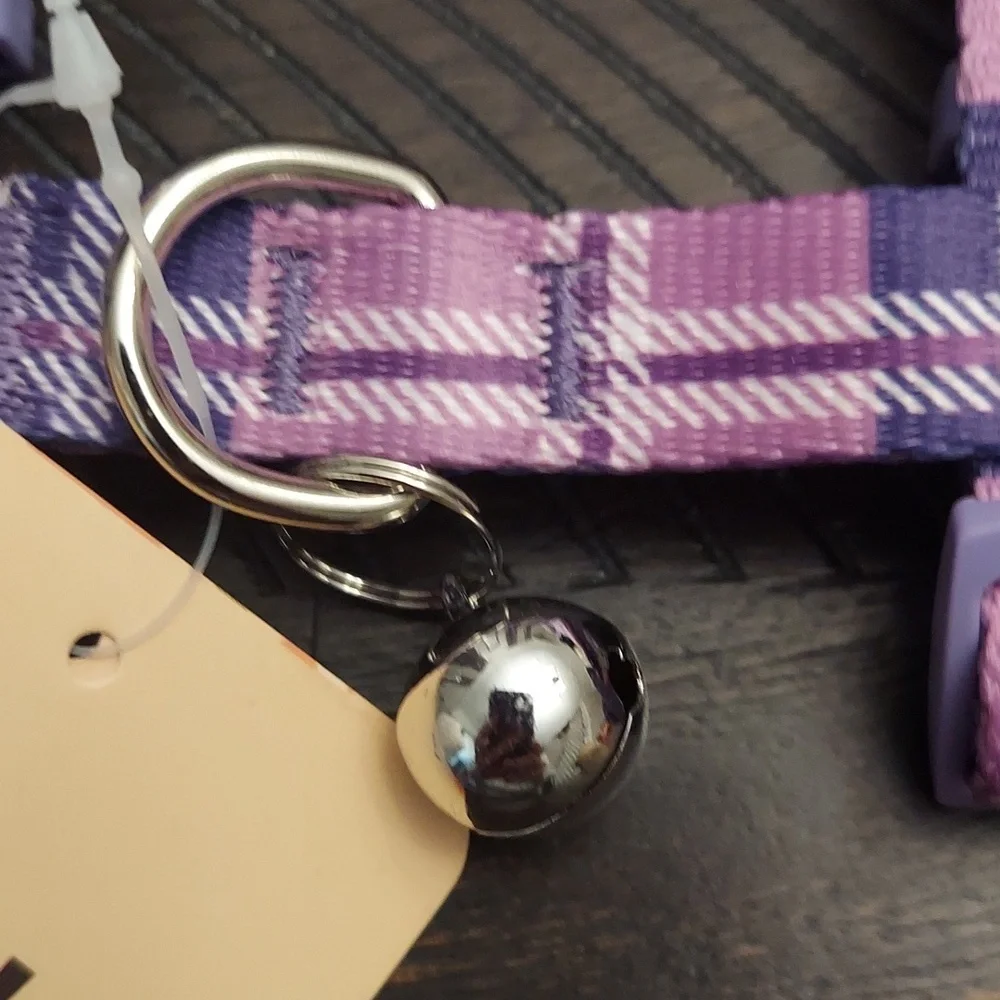 BEAUTYZOO Purple Plaid Small Dog/Cat Harness And Leash NEW